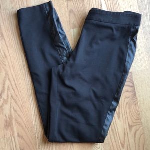 Calvin Klein womens black ponte faux leather button zip skinny dress pants 12